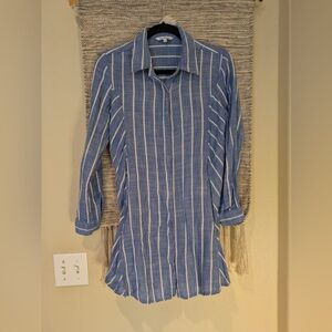 Blue Island Blue and White Stripe Beach Cover Up